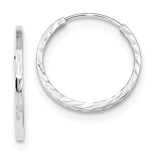 【並行輸入品】美しいホワイトゴールド 14K ホワイトゴールド ダイヤモンドカット スクエアチューブエンドレスフープピアス ジュエリーギフト付きの画像