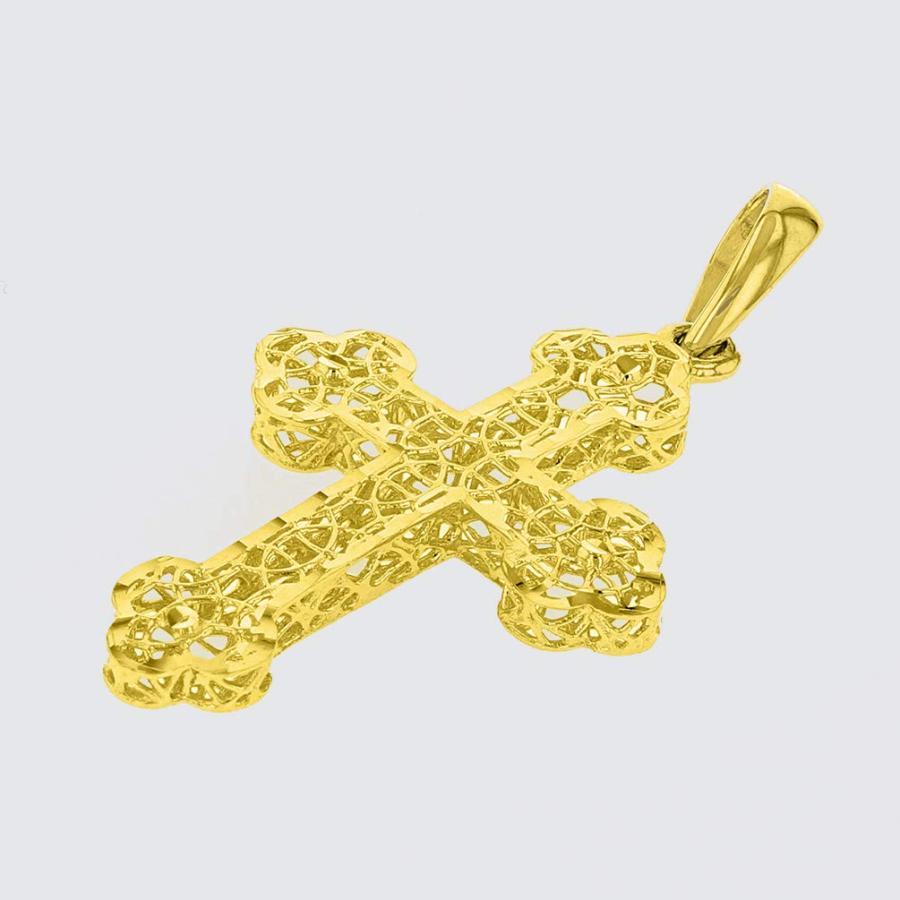 【並行輸入品】14K イエローゴールド テクスチャード加工フィリグリー オーソドックスな十字架ペンダントネックレス Jewelry Americ_3