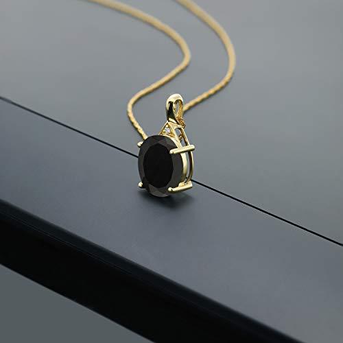 【並行輸入品】[Gem Stone King] 4.02カラット 天然 オニキス ネックレス レディース 天然 ダイヤモンド 14金 イエローゴの画像