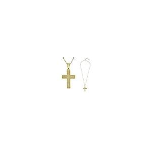 【並行輸入品】Sterling Silver Yellow Gold Plated Necklace with Micro Pave CZ S