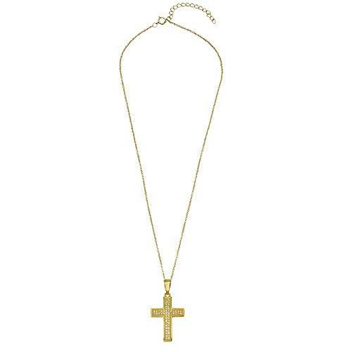 【並行輸入品】Sterling Silver Yellow Gold Plated Necklace with Micro Pave CZ S