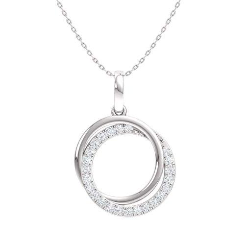 【並行輸入品】Diamondere 天然認定ダイヤモンド 2サークルネックレス 14Kホワイトゴールド 0.19カラットペンダント チェーン付きの画像