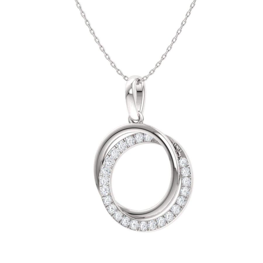 【並行輸入品】Diamondere 天然認定ダイヤモンド 2サークルネックレス 14Kホワイトゴールド 0.19カラットペンダント チェーン付きの画像