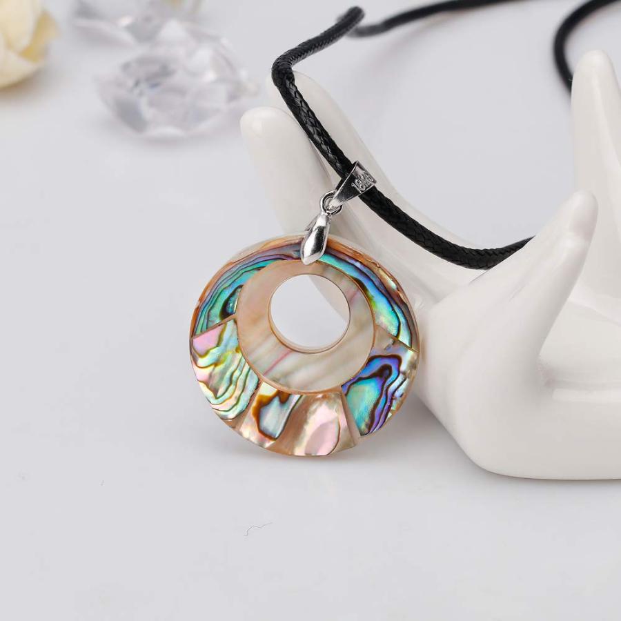 【並行輸入品】YAZILIND Sea Abalone Shell Pendant Necklace Alloy Hollow Curb Ch_3
