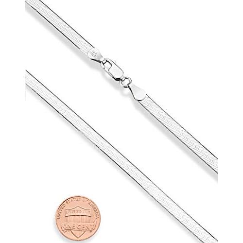 【並行輸入品】MiaBella 925スターリングシルバーイタリア製ソリッド4.5mmフラットヘリンボーンチェーンネックレス メンズ レディース_4