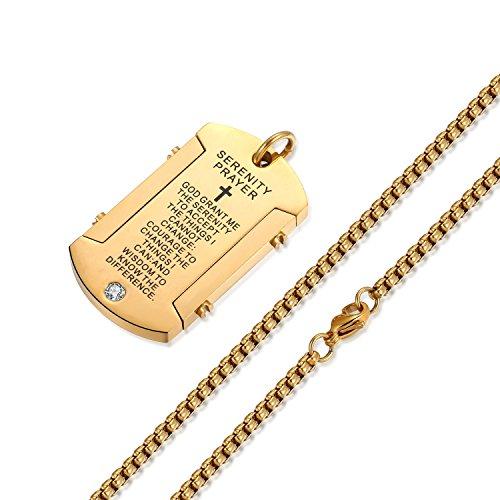 【並行輸入品】JHoly メンズ ステンレススチール ドッグタグ ペンダント ニーバーの祈り ネックレス 神の刻印 物を受け入れる静けさ Men_4