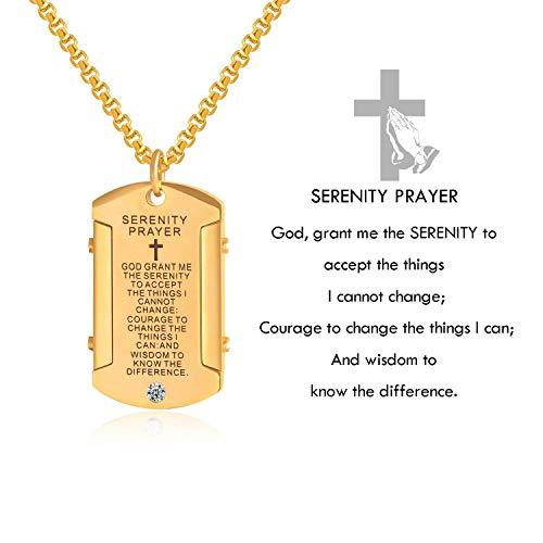 【並行輸入品】JHoly メンズ ステンレススチール ドッグタグ ペンダント ニーバーの祈り ネックレス 神の刻印 物を受け入れる静けさ Men_7
