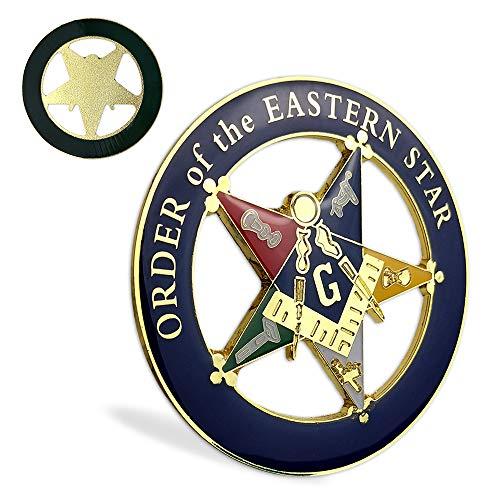 【並行輸入品】Indeep Order of The Eastern Star フリーメイソン カーエンブレム ラウンド ブルー\u0026ゴールド フリの画像