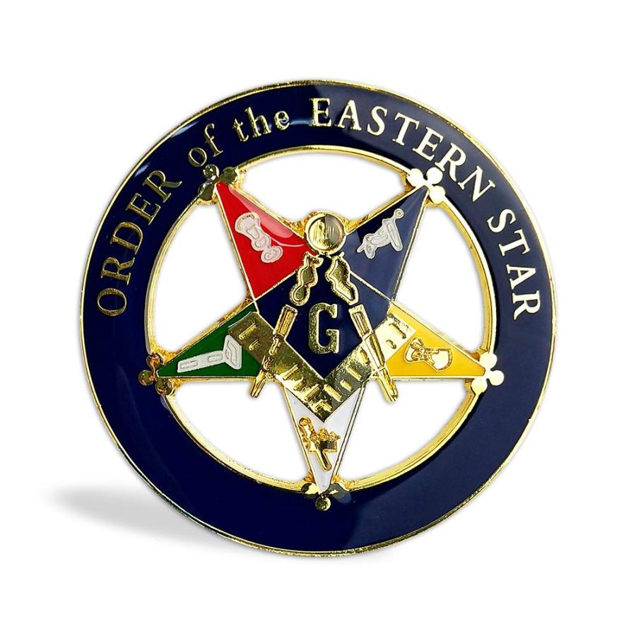 【並行輸入品】Indeep Order of The Eastern Star フリーメイソン カーエンブレム ラウンド ブルー\u0026ゴールド フリの画像