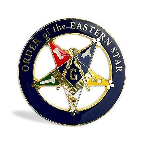 【並行輸入品】Indeep Order of The Eastern Star フリーメイソン カーエンブレム ラウンド ブルー\u0026ゴールド フリの画像