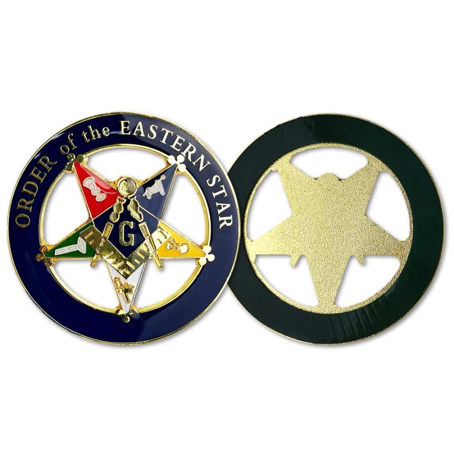 【並行輸入品】Indeep Order of The Eastern Star フリーメイソン カーエンブレム ラウンド ブルー\u0026ゴールド フリの画像