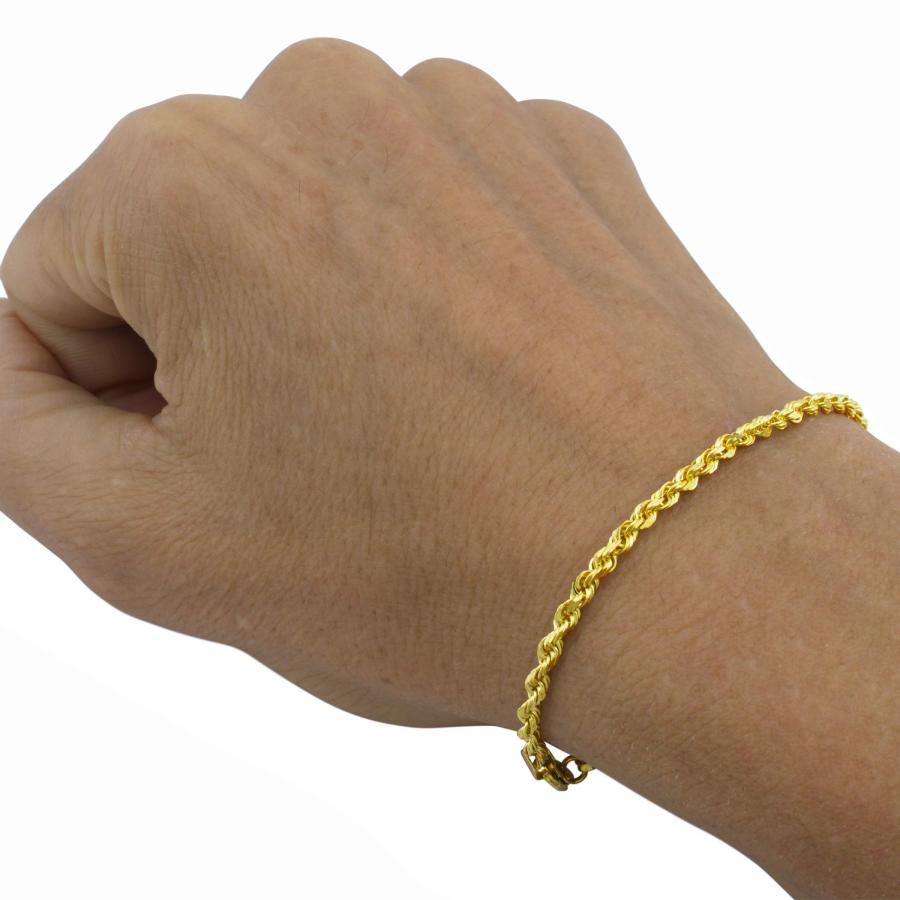【並行輸入品】Nuragold 14K イエローゴールド 2mm ソリッドロープチェーン ダイヤモンドカットリンクブレスレットまたはアンクレットの画像