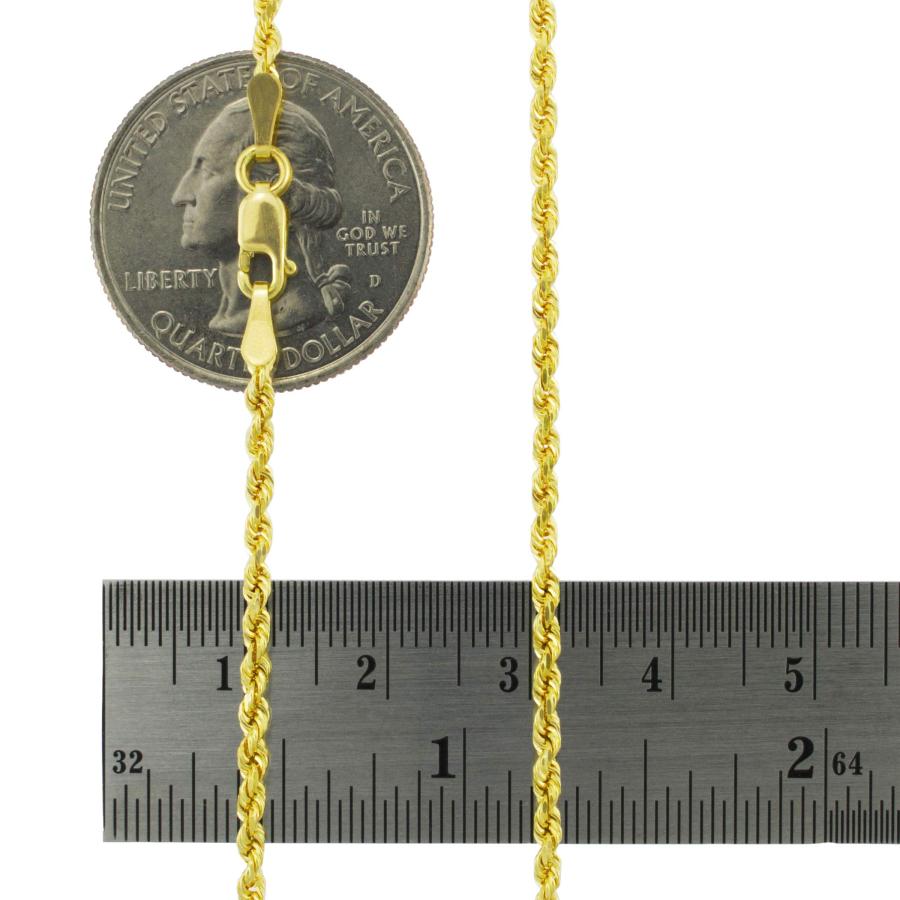 【並行輸入品】Nuragold 14K イエローゴールド 2mm ソリッドロープチェーン ダイヤモンドカットリンクブレスレットまたはアンクレットの画像