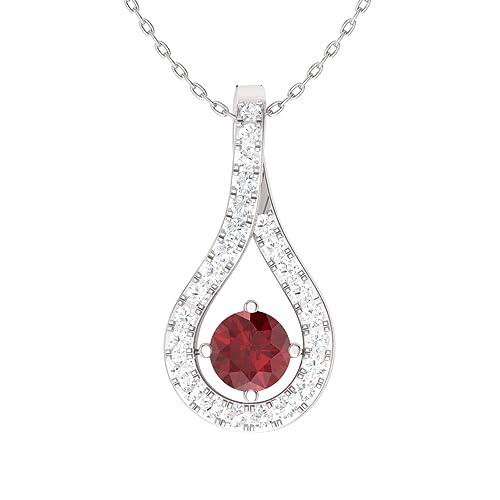 【並行輸入品】ダイアモンド ナチュラル & 認定宝石 & ダイヤモンド ドロップ ネックレス 14K ホワイトゴールド | SI1 SI2 品質の画像
