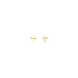 【並行輸入品】14Kイエローゴールドクロスイヤリング プッシュバック式 11mm×8mm 14k Yellow Gold Cross Earriの画像