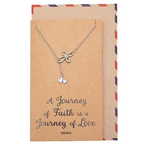 【並行輸入品】Quan Jewelry インフィニティクロスと2つのハートペンダントネックレス、宗教的なジュエリー、女性へのギフト、インスピレー_1
