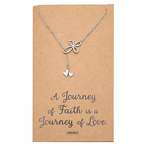 【並行輸入品】Quan Jewelry インフィニティクロスと2つのハートペンダントネックレス、宗教的なジュエリー、女性へのギフト、インスピレー_4