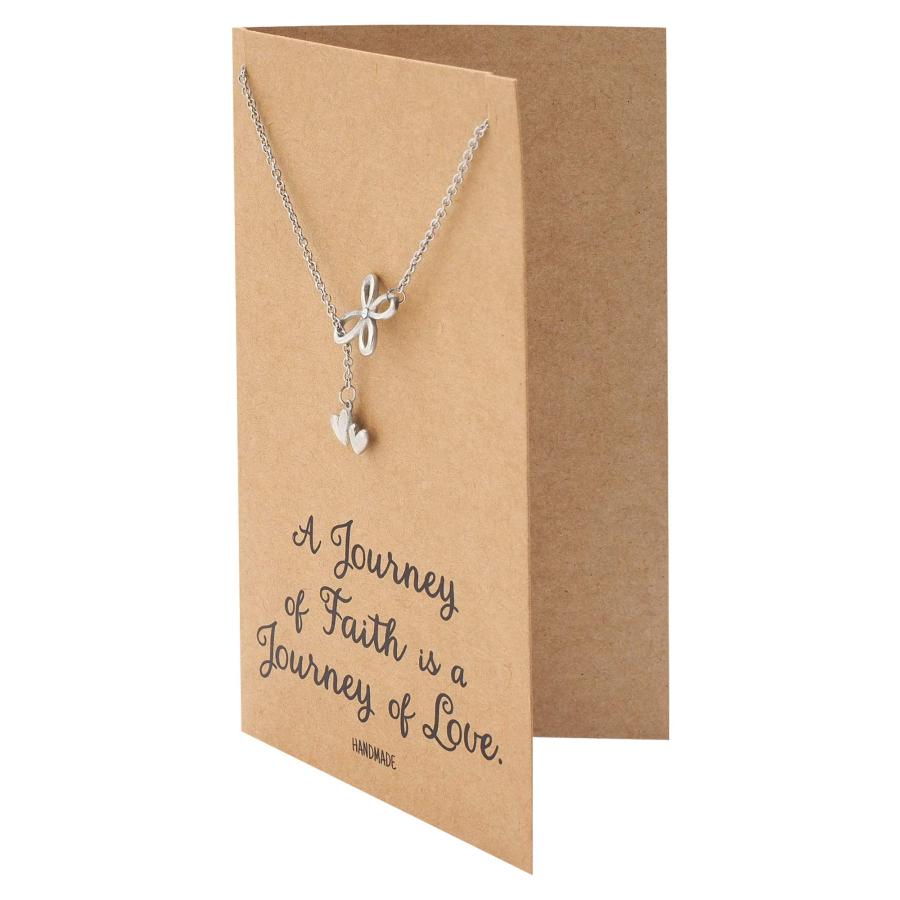 【並行輸入品】Quan Jewelry インフィニティクロスと2つのハートペンダントネックレス、宗教的なジュエリー、女性へのギフト、インスピレー_9