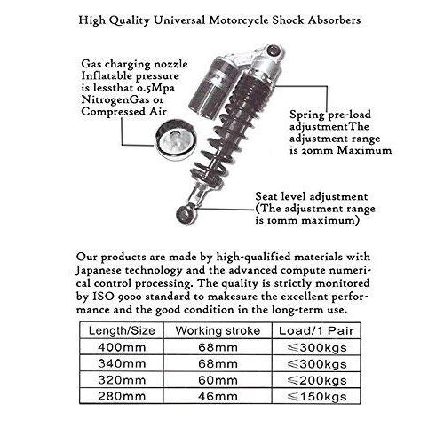 【並行輸入品】Mallofusa 330mm 13Inch Motorcycle Air Shock Absorbers Adjustableの画像