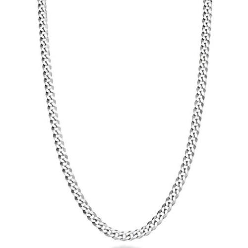 メンズ 16.2mm スターリングシルバー ソリッドフラット カーブチェーン 
