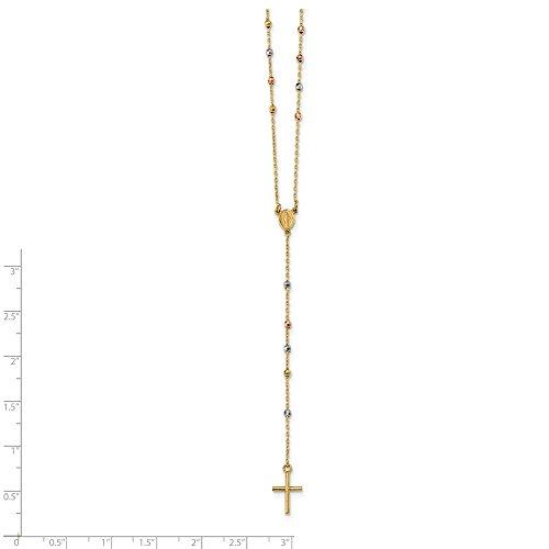 【並行輸入品】14K 3色 ゴールド スリッポン 奇跡 & クロス ロザリオ ネックレス 24インチ The Black Bow 14k Triの画像
