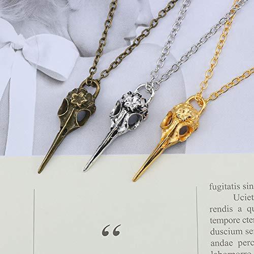 【並行輸入品】MIXIA カラス カラス カラス カラス 鳥 スカル ネックレス ペンダント チャーム ビンテージ シルバー ステートメント チの画像