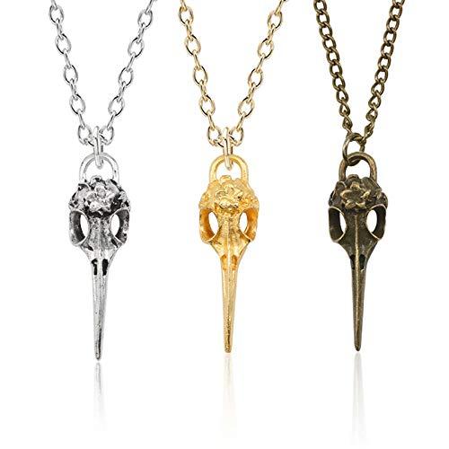 【並行輸入品】MIXIA カラス カラス カラス カラス 鳥 スカル ネックレス ペンダント チャーム ビンテージ シルバー ステートメント チの画像