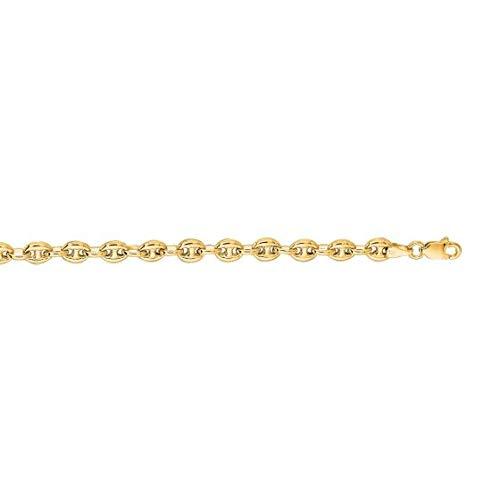 【並行輸入品】14Kリアルイエローゴールド 4.7mm 輝く膨らんだソリッドマリナーチェーンネックレス メンズ ブレスレット バングル 足アンクの画像