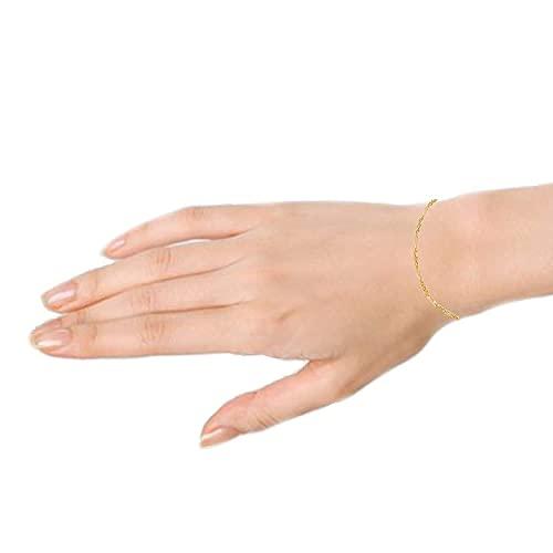 【並行輸入品】14K ソリッドイエローまたはホワイトゴールド 4.5mm ダイヤモンドカット オルタネイト クラシック メンズ フィガロチェーンの画像