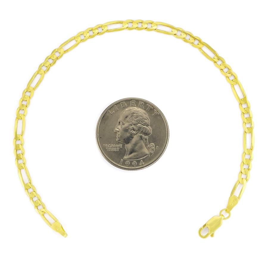 【並行輸入品】14K ソリッドイエローまたはホワイトゴールド 4.5mm ダイヤモンドカット オルタネイト クラシック メンズ フィガロチェーンの画像