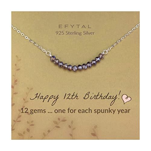 【並行輸入品】EFYTAL 12歳の女の子向けギフト 12個のビーズ スターリングシルバーネックレス 12歳の女の子へのギフトに 12歳の女の子_1