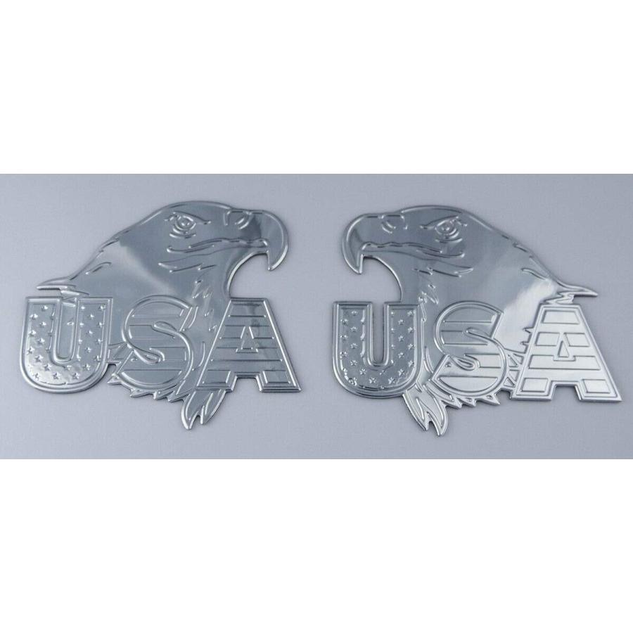 【並行輸入品】USA Eagle クローム仕上げ デカール エンブレム ペア 3D ステッカー 車 バイク 2.8インチ フレキシブル USAの画像