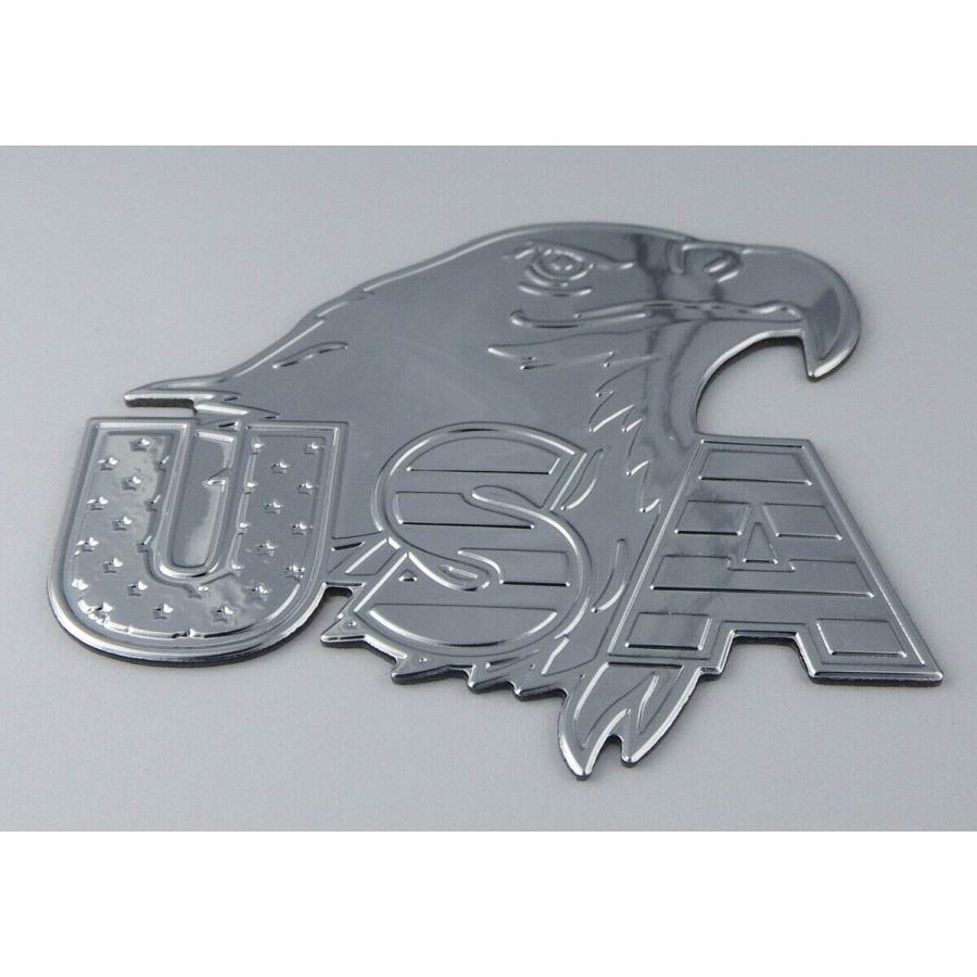 【並行輸入品】USA Eagle クローム仕上げ デカール エンブレム ペア 3D ステッカー 車 バイク 2.8インチ フレキシブル USAの画像