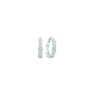 【並行輸入品】The Diamond Deal 10kt White Gold Womens Round Diamond Hoop Earriの画像