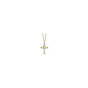【並行輸入品】10Kイエローゴールドと14Kゴールドフィルド12Kアクセントクロスネックレス 18インチ Diamond2Deal 10k Yeの画像