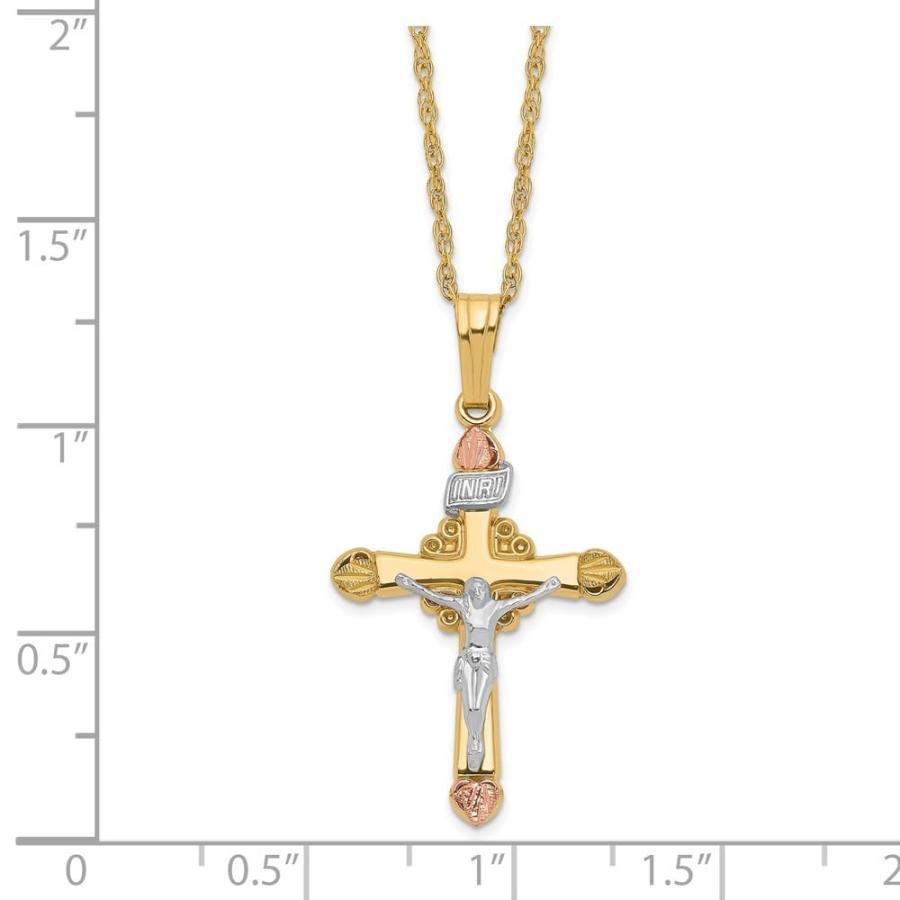 【並行輸入品】10Kイエローゴールドと14Kゴールドフィルド12Kアクセントクロスネックレス 18インチ Diamond2Deal 10k Yeの画像