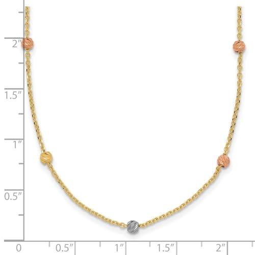 【並行輸入品】14K イエローゴールド 3色 研磨 & ダイヤモンドカット ビーズ ネックレス Diamond2Deal 14k Yellowの画像