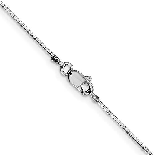 【並行輸入品】Diamond2Deal 10K ホワイトゴールド 1mm ボックスチェーンネックレス ロブスタークラスプ 22インチ 男女兼用の画像