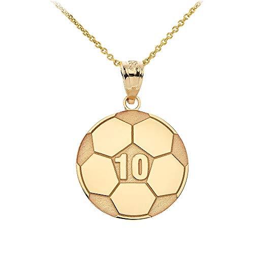 【並行輸入品】スポーツチャーム 14K イエローゴールド カスタマイズサッカーボールネックレス 名前と番号付き Sports Charms Ceの画像