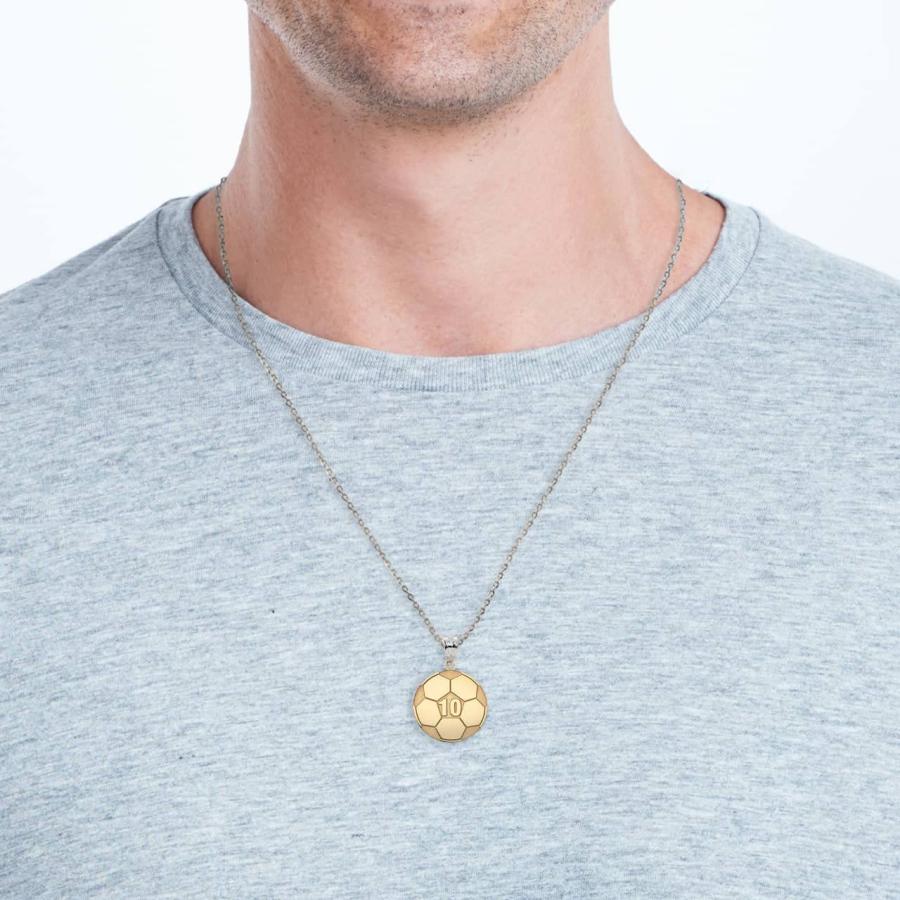 【並行輸入品】スポーツチャーム 14K イエローゴールド カスタマイズサッカーボールネックレス 名前と番号付き Sports Charms Ceの画像