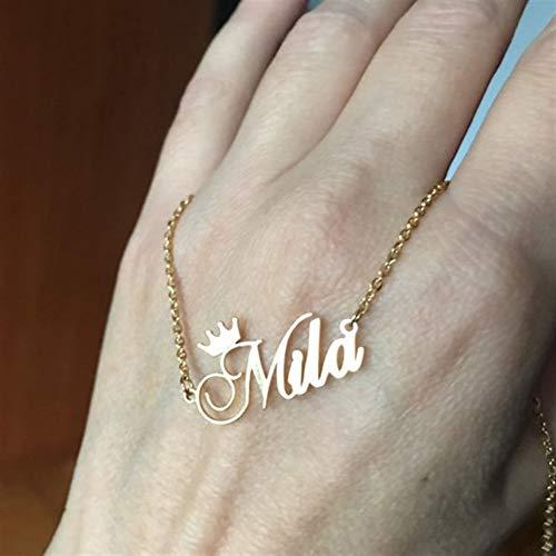 【並行輸入品】Novgarden Personalized Name Necklace with Crown, 18K Gold Customの画像