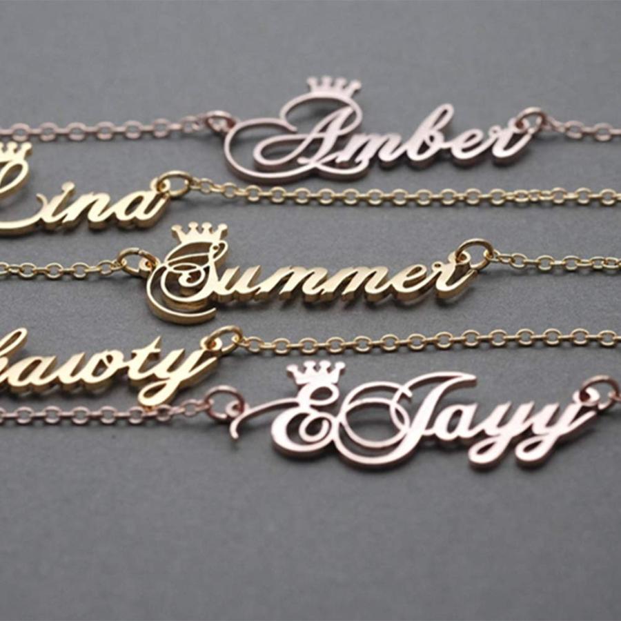【並行輸入品】Novgarden Personalized Name Necklace with Crown, 18K Gold Customの画像