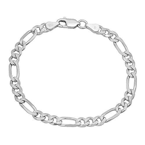【並行輸入品】5mm 10mm .925スターリングシルバー ダイヤモンドカット フラット フィガロチェーン ネックレスまたはブレスレット， 9_1