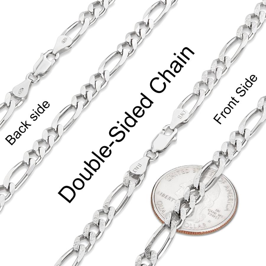 【並行輸入品】5mm 10mm .925スターリングシルバー ダイヤモンドカット フラット フィガロチェーン ネックレスまたはブレスレット， 9_6