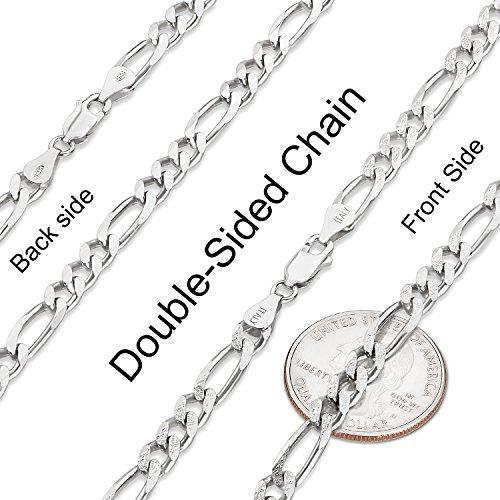 【並行輸入品】5mm 10mm .925スターリングシルバー ダイヤモンドカット フラット フィガロチェーン ネックレスまたはブレスレット， 9_7