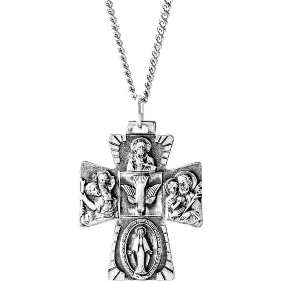 【並行輸入品】Diamond2Deal Sterling Silver 28x23.5 mm Four Way Cross Medal 14"_3