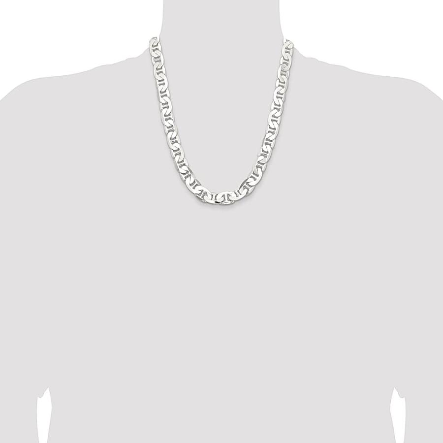 【並行輸入品】925 Sterling Silver 11.5mm Anchor Chain Necklace Pendant Charm Fの画像