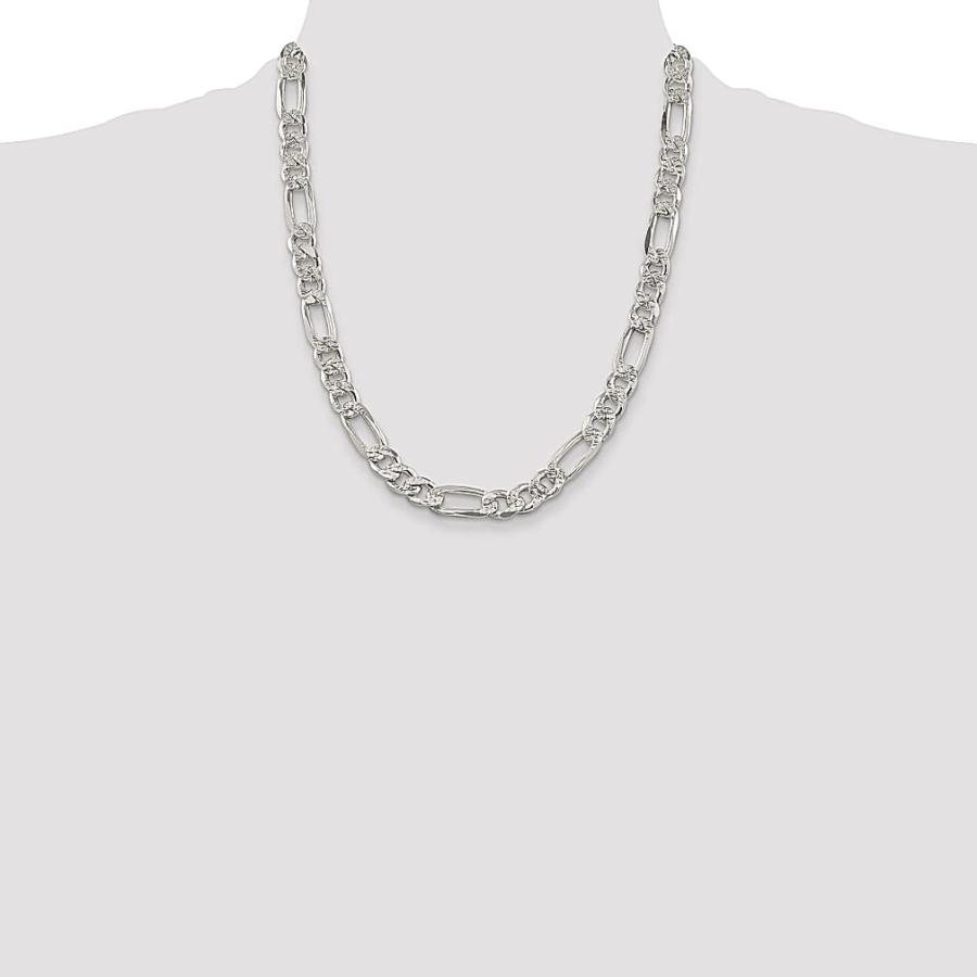 【並行輸入品】925スターリングシルバー 9.5mm パブ フラットリンク フィガロチェーンネックレス 22インチ ペンダントチャーム ファインの画像