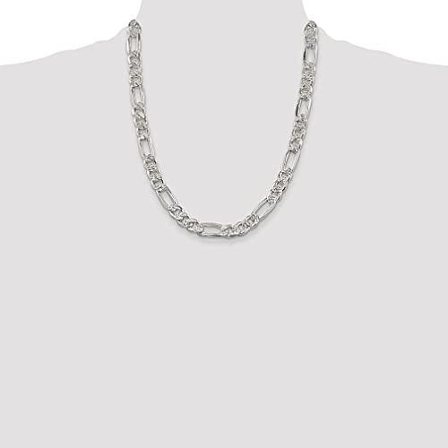 【並行輸入品】925スターリングシルバー 9.5mm パブ フラットリンク フィガロチェーンネックレス 22インチ ペンダントチャーム ファインの画像