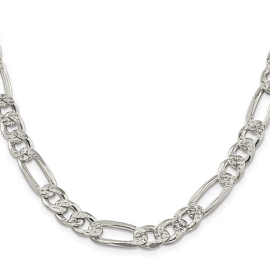 【並行輸入品】925スターリングシルバー 9.5mm パブ フラットリンク フィガロチェーンネックレス 22インチ ペンダントチャーム ファインの画像